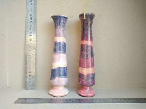 Africana! Kenya - Hand Carved - Colored Soapstone - Bud Vases And Eggs