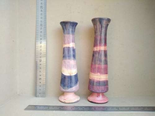 Africana! Kenya - Hand Carved - Colored Soapstone - Bud Vases And Eggs