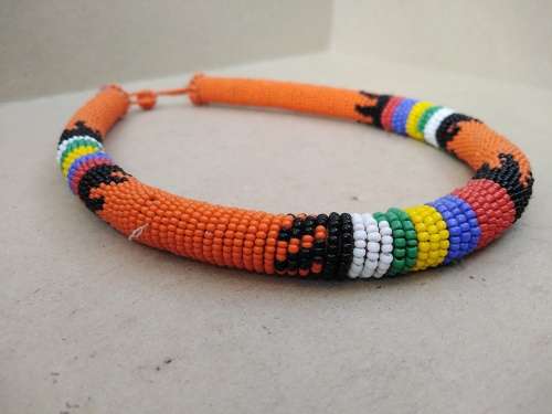 Africana! Zulu / Ndebele - Beaded Necklace / Headband - Orange