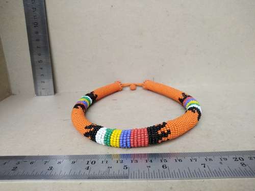 Africana! Zulu / Ndebele - Beaded Necklace / Headband - Orange