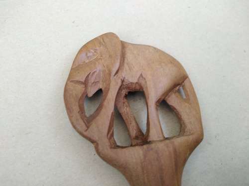Africana! Elephant - Kenya - Hand Carved - Olive Wood - Salad Serving Set