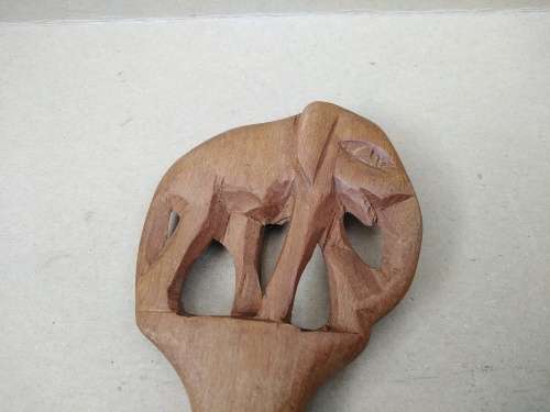 Africana! Elephant - Kenya - Hand Carved - Olive Wood - Salad Serving Set