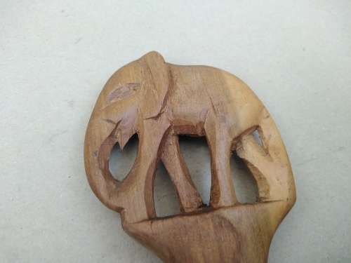 Africana! Elephant - Kenya - Hand Carved - Olive Wood - Salad Serving Set