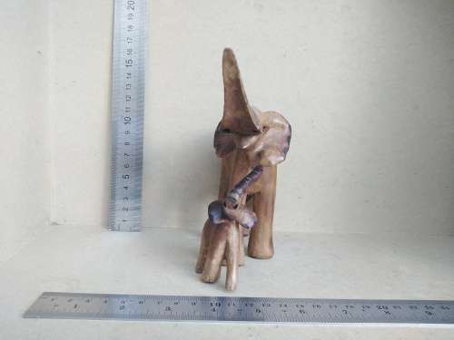 Africana! - Hand Carved - Small Mother And Baby Elephant