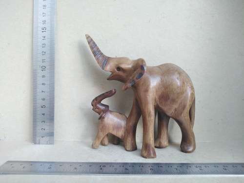 Africana! - Hand Carved - Small Mother And Baby Elephant