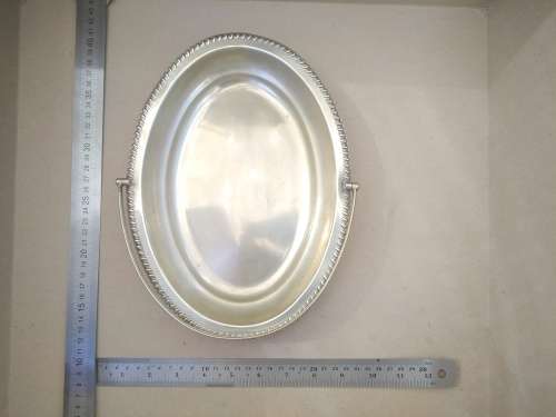 Vintage! Silver Plated - Oval Swing Handled Footed / Pedestal Serving Basket Tray