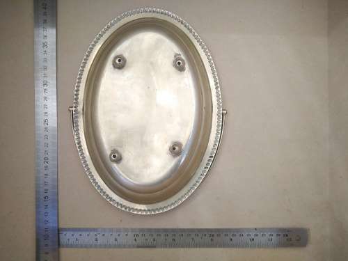 Vintage! Silver Plated - Oval Swing Handled Footed / Pedestal Serving Basket Tray
