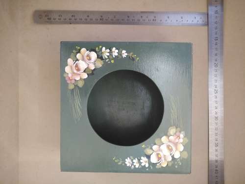 Vintage! Hand Painted - Signed - Large Square - Tissue Box Holder