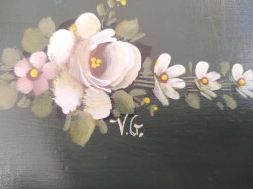 Vintage! Hand Painted - Signed - Large Square - Tissue Box Holder