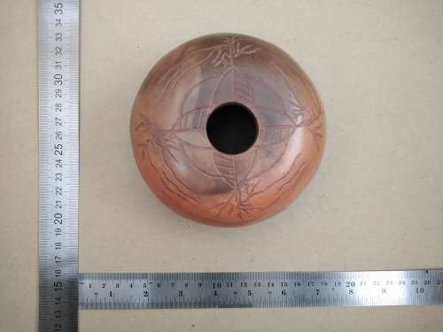 Vintage! Raku - Hand Etched Pattern - Studio Art - Vessel