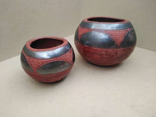 African Zulu Beer Pot - Pair Of Small Clay Ukhamba