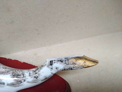 Vintage! Porcelain - Dolphin On Wood Base - Gold Gilt (Broken Fins)
