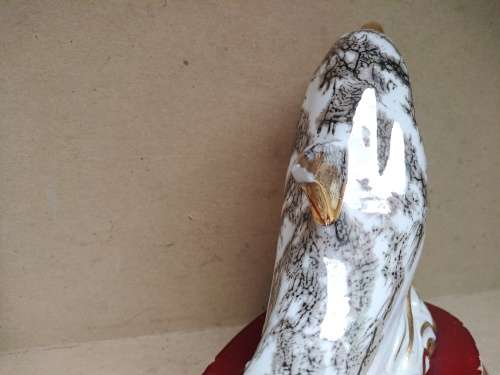 Vintage! Porcelain - Dolphin On Wood Base - Gold Gilt (Broken Fins)