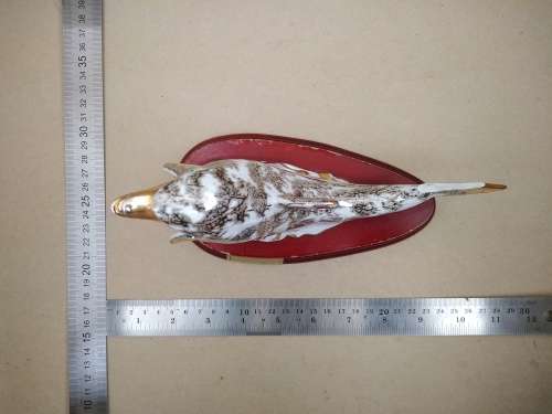Vintage! Porcelain - Dolphin On Wood Base - Gold Gilt (Broken Fins)