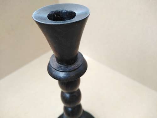 Vintage! - Ebony - Pair Of Wooden Candlestick Holders