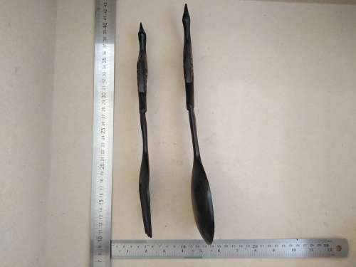 Vintage! - Ebony - Set Of Wooden Salad Servers - Bird Handles