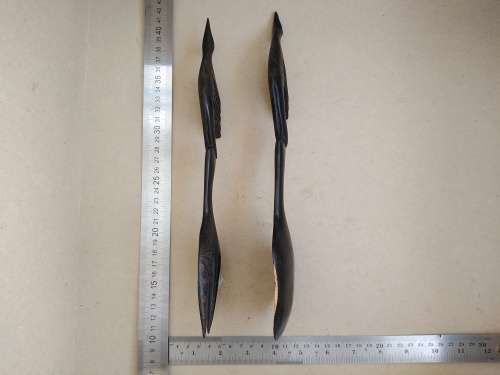 Vintage! - Ebony - Set Of Wooden Salad Servers - Bird Handles