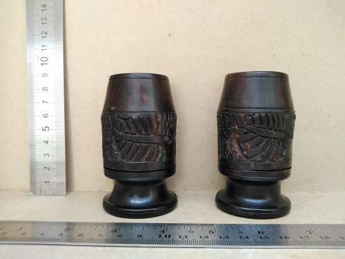 Vintage! - African Themed Wooden Carved Salt & Pepper Shakers