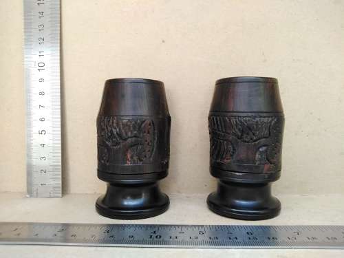 Vintage! - African Themed Wooden Carved Salt & Pepper Shakers