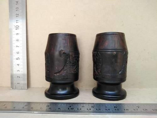 Vintage! - African Themed Wooden Carved Salt & Pepper Shakers