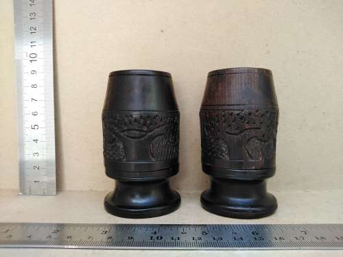 Vintage! - African Themed Wooden Carved Salt & Pepper Shakers