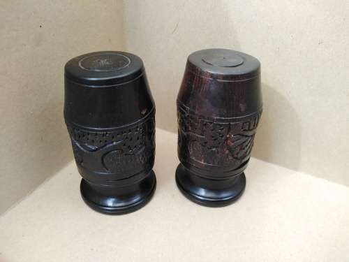 Vintage! - African Themed Wooden Carved Salt & Pepper Shakers