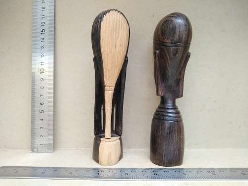 African - Kenya - Hand Carved - Couple Of Wooden Busts