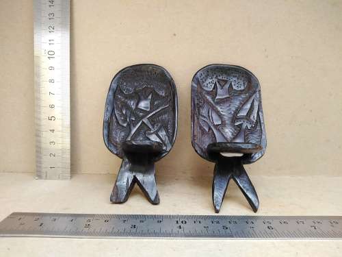 African - Hand Carved Miniature 2 piece model - Pair of African Tribal Birthing Chairs