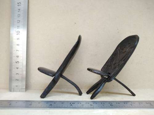 African - Hand Carved Miniature 2 piece model - Pair of African Tribal Birthing Chairs