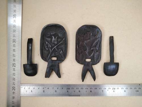 African - Hand Carved Miniature 2 piece model - Pair of African Tribal Birthing Chairs