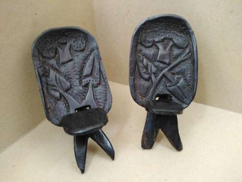 African - Hand Carved Miniature 2 piece model - Pair of African Tribal Birthing Chairs