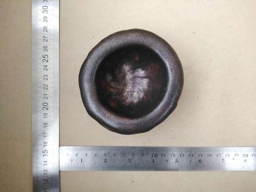 Vintage! Studio Art Pottery - Thick Heavy - Raku Fired - Small Pinch Pot / Bowl