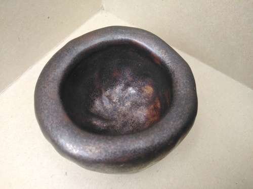 Vintage! Studio Art Pottery - Thick Heavy - Raku Fired - Small Pinch Pot / Bowl