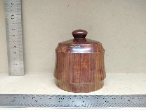 Vintage! Hand Made - Round Turned Wooden - Trinket Box With Lid