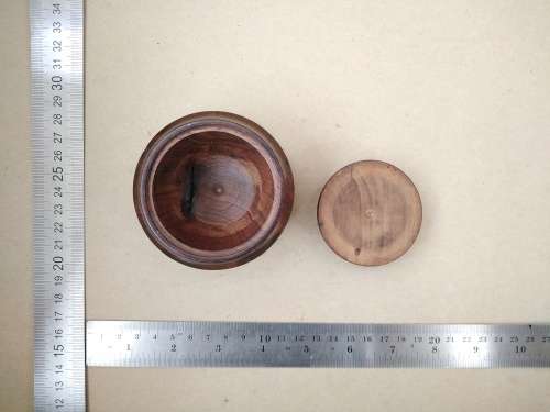 Vintage! Hand Made - Round Turned Wooden - Trinket Box With Lid