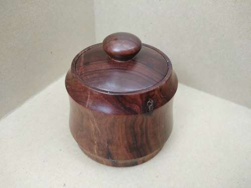 Vintage! Hand Made - Round Turned Wooden - Trinket Box With Lid
