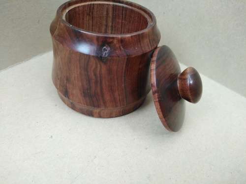 Vintage! Hand Made - Round Turned Wooden - Trinket Box With Lid
