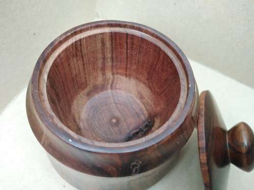 Vintage! Hand Made - Round Turned Wooden - Trinket Box With Lid