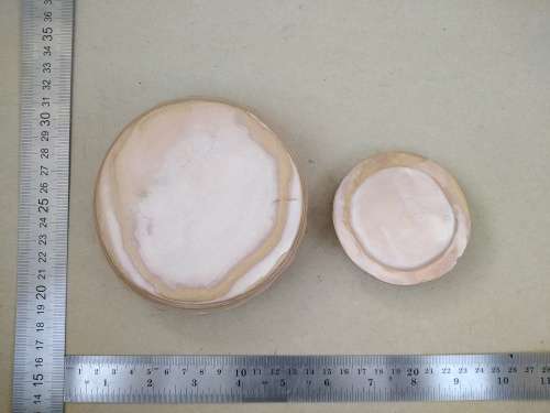 Vintage! Banded Ironstone - Hand Carved - Round Scalloped - Lidded Trinket Box