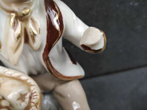 Vintage! Serpia Brown - Porcelain - Pair Of Colonial Figurines (Broken/Repaired)