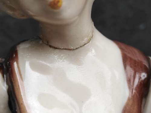 Vintage! Serpia Brown - Porcelain - Pair Of Colonial Figurines (Broken/Repaired)