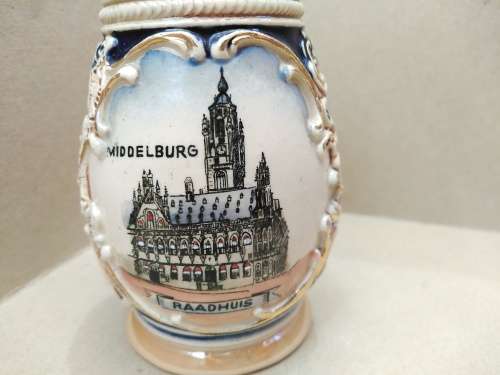 Vintage! German Porcelain DBGM Miniature Stein - Middelburg (No Lid)