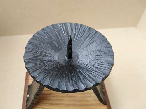 Vintage! Wrought Iron Candle Holder On Wooden Base