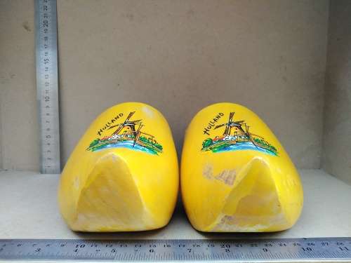 Vintage! Pair Of Large Dutch Windmill Wooden Clogs - Holland