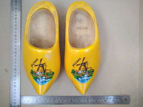 Vintage! Pair Of Large Dutch Windmill Wooden Clogs - Holland