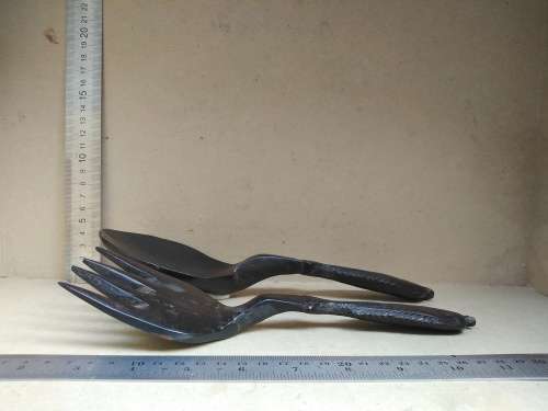 Africana! - Ebony - Set Of Wooden Salad Servers - Fish Handles