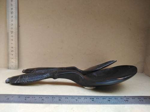 Africana! - Ebony - Set Of Wooden Salad Servers - Fish Handles