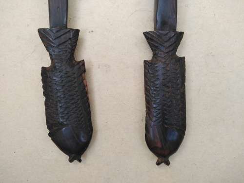 Africana! - Ebony - Set Of Wooden Salad Servers - Fish Handles 2