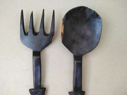 Africana! - Ebony - Set Of Wooden Salad Servers - Fish Handles 2