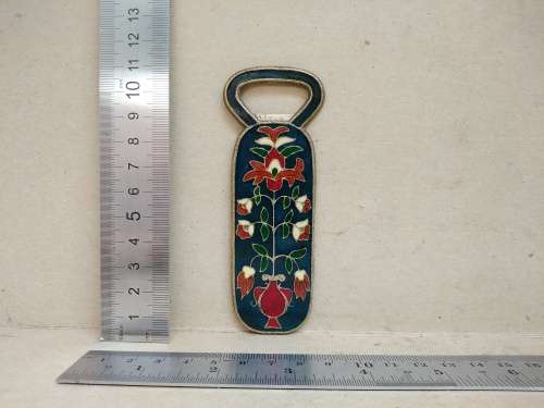 Vintage! Greek - Enameled Bronze - Floral - Cloisonne - Bottle Opener